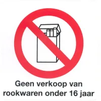 Pictogram sticker Geen verkoop van rookwaren onder 16 jaar